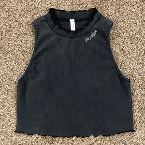 Free People Grey Black Wash Ribbed Sleeveless Crop Top